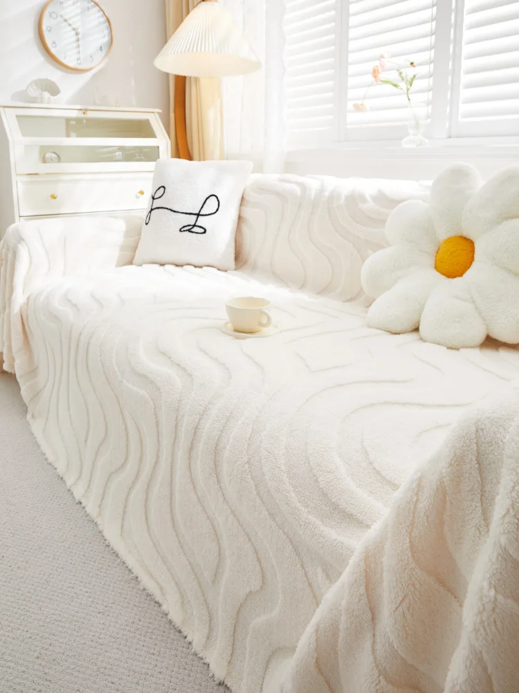 

Зимний утолщенный противоскользящий чехол-накидка для дивана из плюша, полное покрытие, современный роскошный чехол для мебели, чехол для диванной подушки