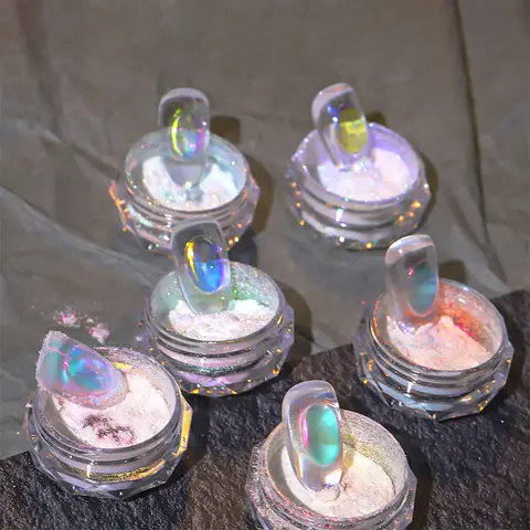Aurora Mirror Glitter Nail Art Powder, Ice Cameleon Pigment Dust, Rotterdam Kly Charm, N64.Design Accessory, DIY Decorations