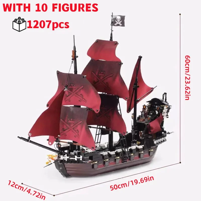 Pirates Of Caribbean Ship LOTR Ambush Warship Black Pearl Sailboat Building Block Bricks 4195 79008 4184 Assembly Toys Kid Gift