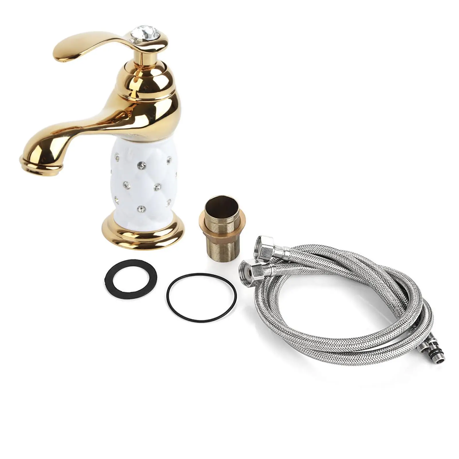 Stylish Solid Brass for basin Mixer Tap Faucet - Cold/Hot Water Handle with Accents for Sink