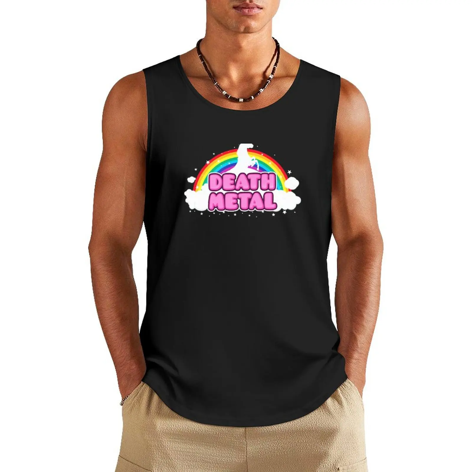 

DEATH METAL! (Funny Unicorn / Rainbow Mosh Parody Design) Tank Top men gym clothing best selling products t shirts