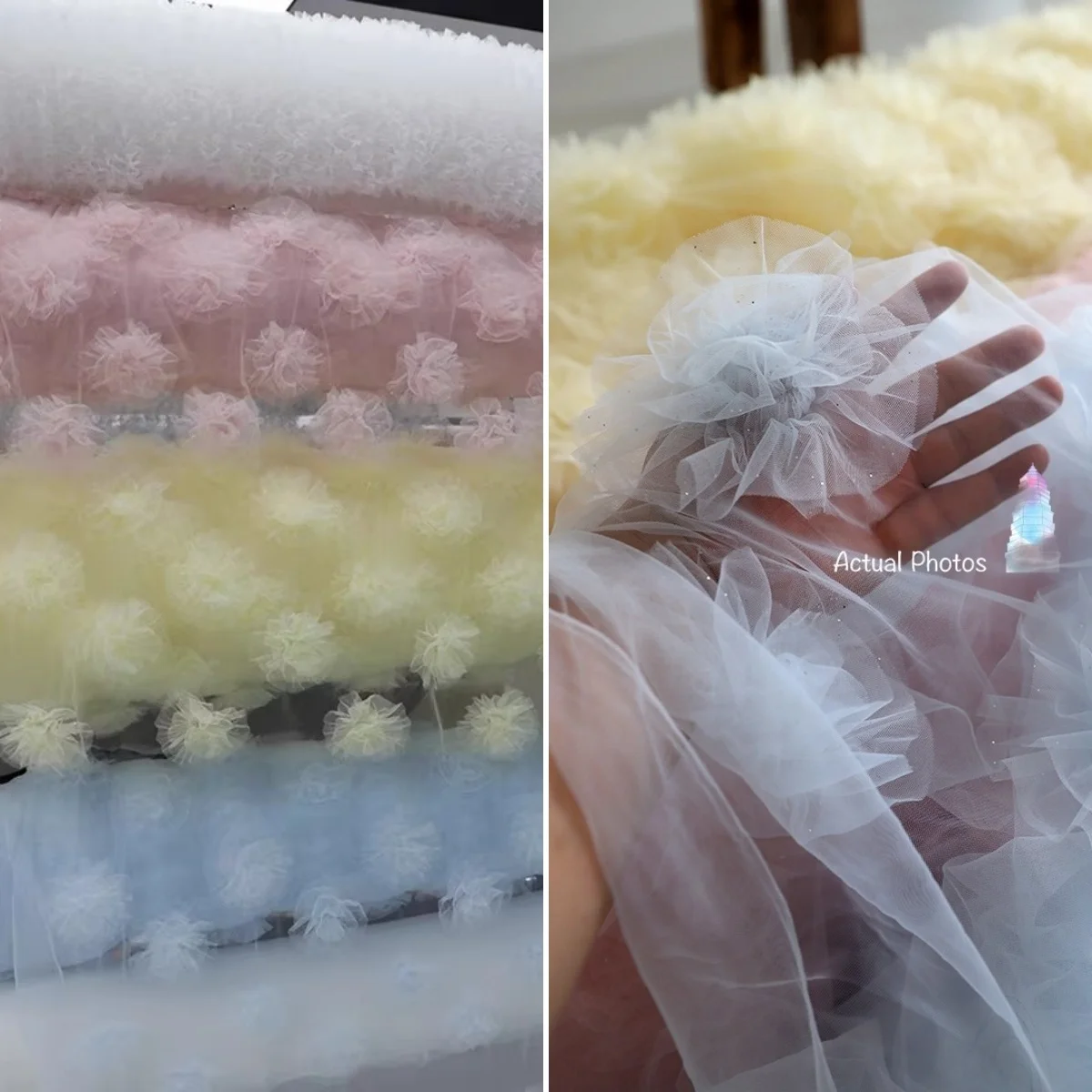 

Sweet three-dimensional flower lace fabric cloud yarn photography fabric wedding background decoration photography props