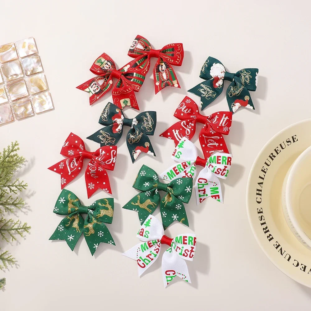 10/20/40 Stück 2,4'' Weihnachten Bowknots Haarspangen Set für Mädchen Festivel Santa Schneeflocke Haarnadeln Kopfbedeckung Kinder Haarschmuck – Detail 4