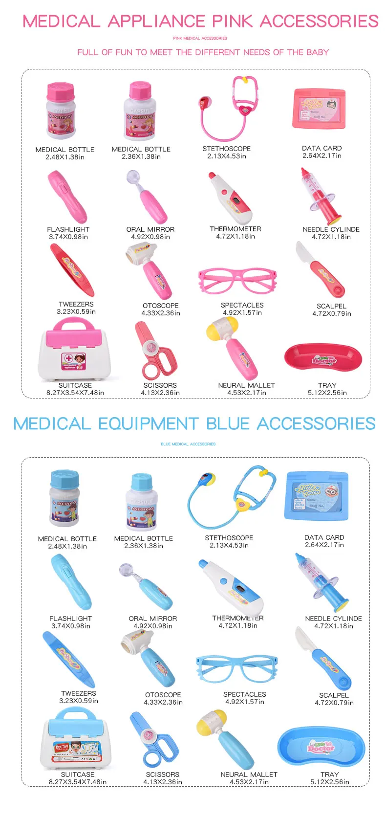 Children's 16 Piece Set with Sound and Light Medicine Box, Doctor and Nurse's Simulated Medical Tools, Family Toy