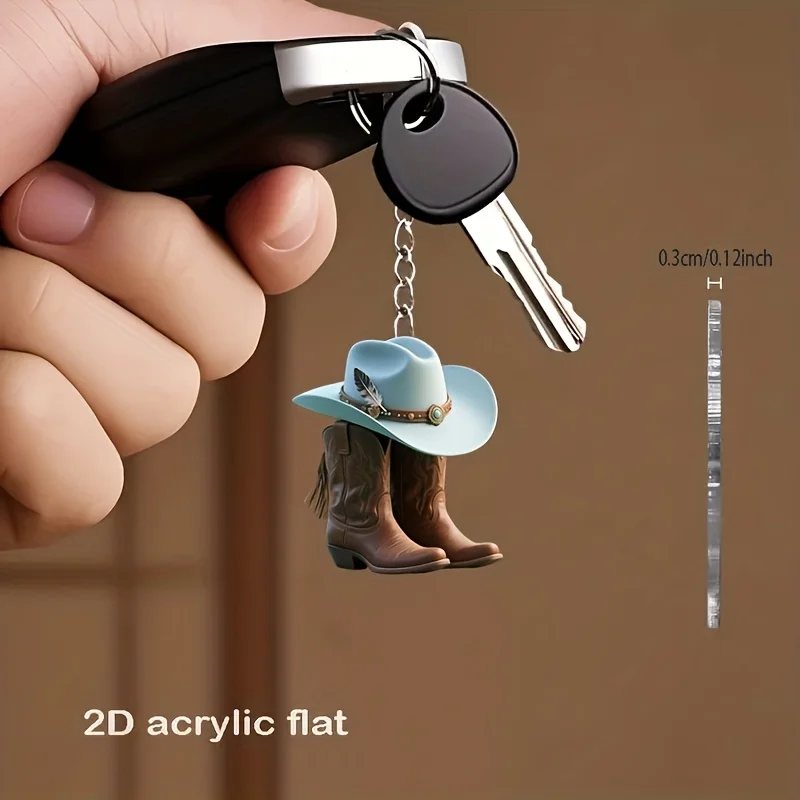 This elegant 2D flat acrylic keychain featuring hat and shoe designs comes in vibrant colors and makes a perfect gift.
