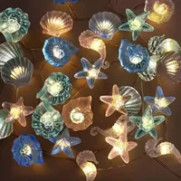 2m 20Led LED Copper Wire Ocean Series Light String Shell Seastar Seahorse Seascrew Under the Sea Kids Birthday Baby Shower Decor