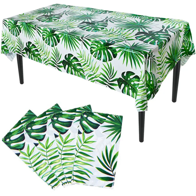 

1Pcs Jungle Palm Leaf Tablecloth Waterproof Disposable Hawaiian Party Table Cover Summer Beach Birthday Party Table Decoration