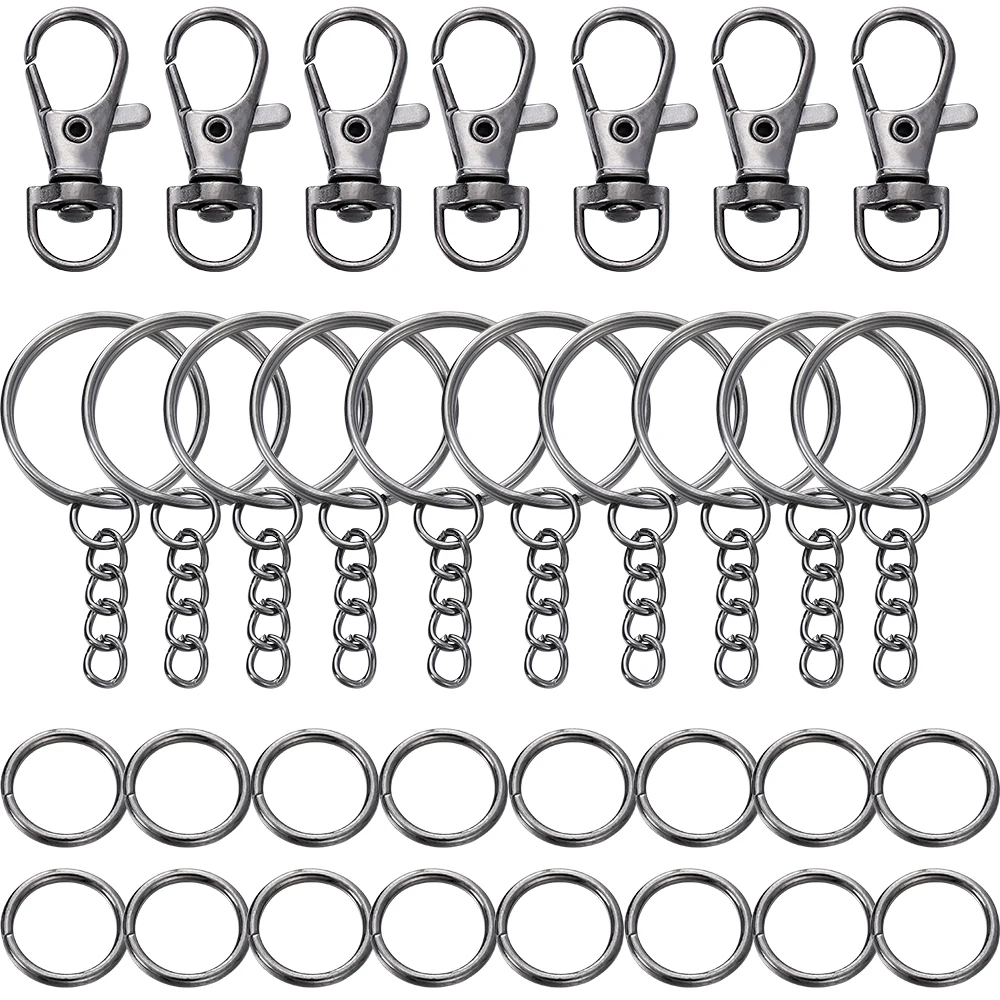 70 stks/partij Swivel Karabijnhaak Sleutelhangers met Ketting Ringetjes Connectors voor DIY Sleutelhanger Lanyard Sieraden Maken Accessoires Kits
