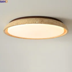 IWHD Acryl Travertine LED Ceiling Lights Fixtures Bedroom Kitchen Balcony Natural Stone Modern Ceiling Lamp Home Decor Lamparas