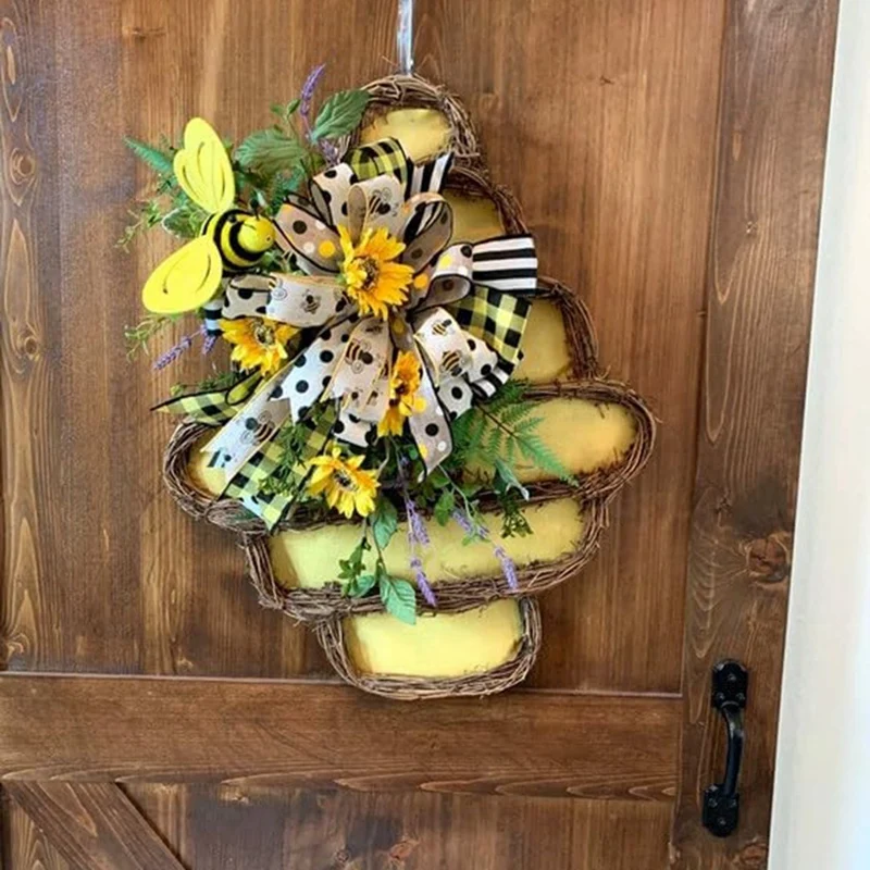 

Bee Wire Wreath Frame, Spring And Summer Patio Porch Decoration, Suitable For Home Decoration And Outdoor-AT35