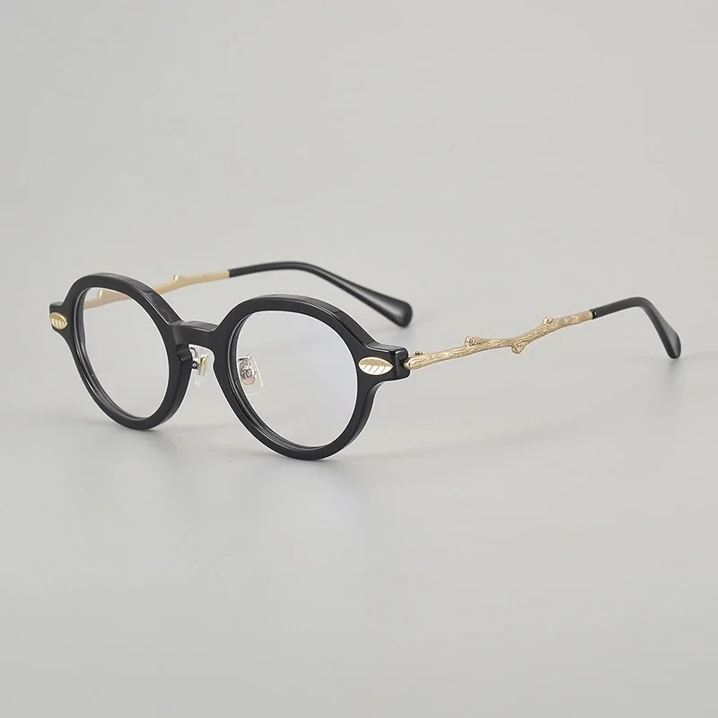 Belight Optical Oval Shape Tree Branch Design Men  Women Acetate with Titanium Eyeglasses Frame Prescription Lens KOP-013