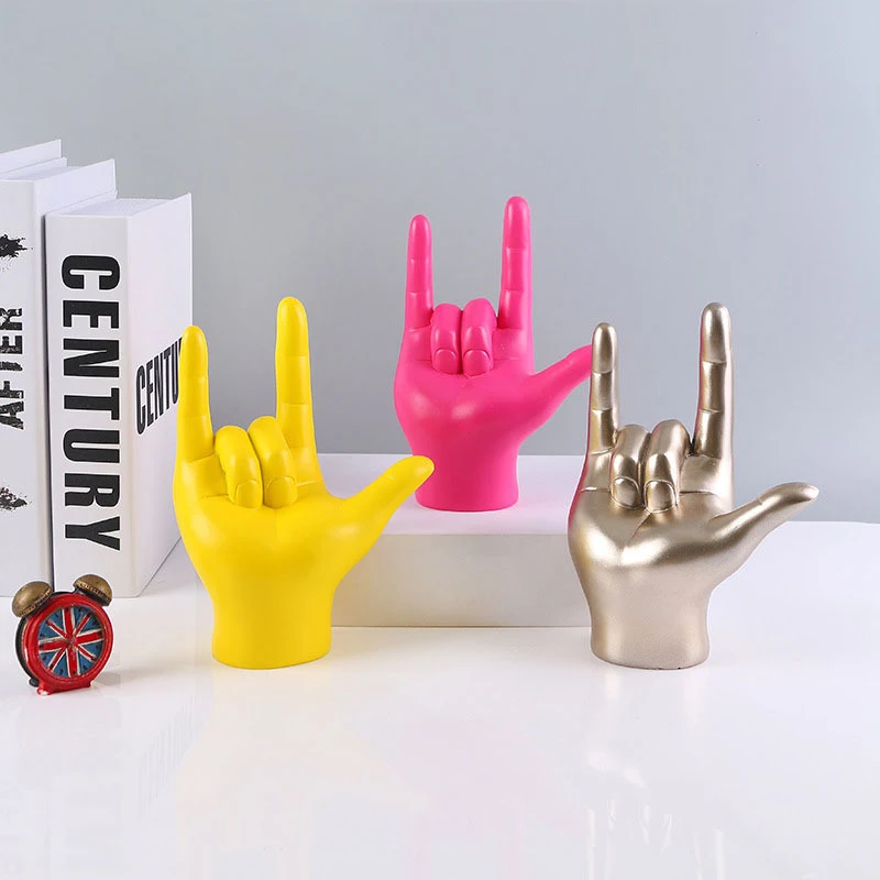 Home Decor Gift I Love You Sign Language Hand Statue Mould Resin Crafts Figurine Abstraction Home