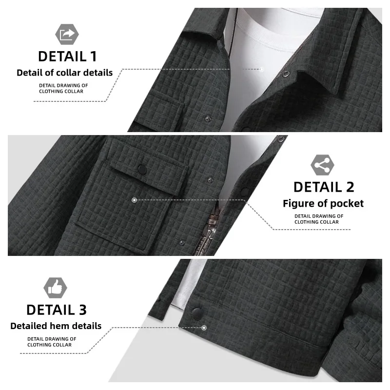 2025 New Amazon TEMU Popular Spring and Autumn Men's Casual Jacquard Small Checked Loose Jacket Shirt