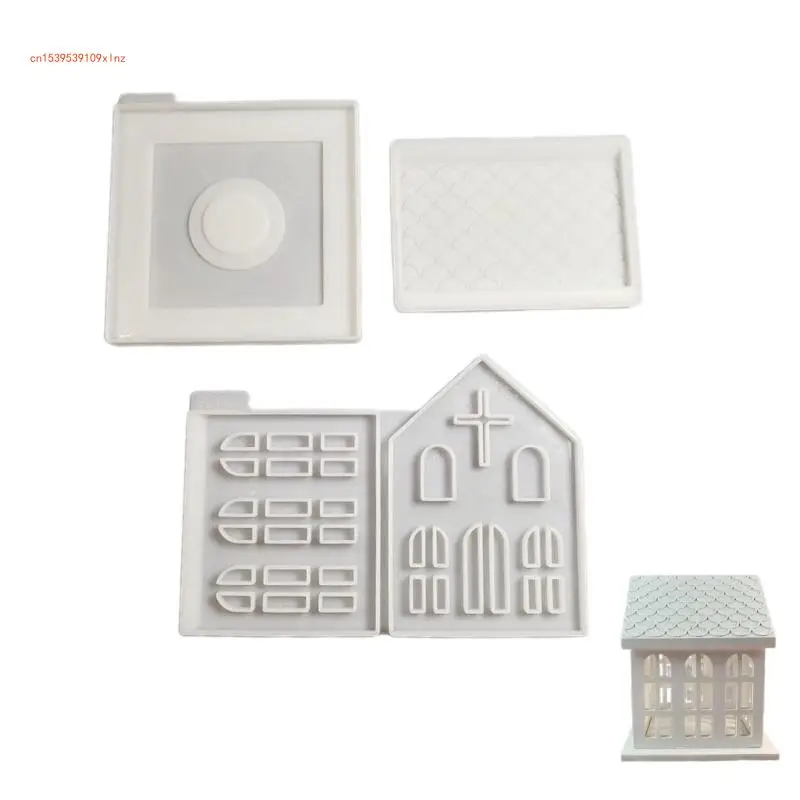 

Holder Silicone Mold Church House Candlestick Resin Molds DIYs Concrete