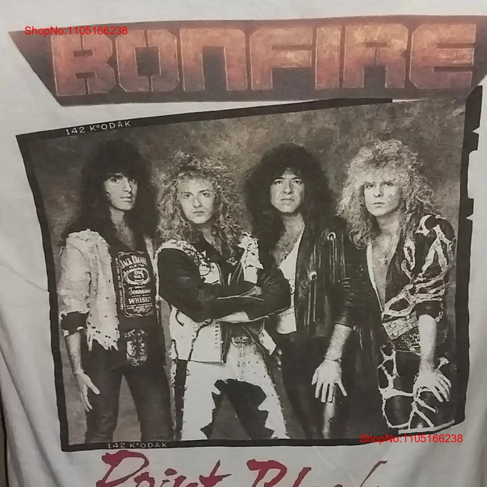 Bonfire 90s Tour Point camiseta de banda en blanco blanco blanco clásico S 5XL E1476 vintage lavado transpirable ropa de diseñador