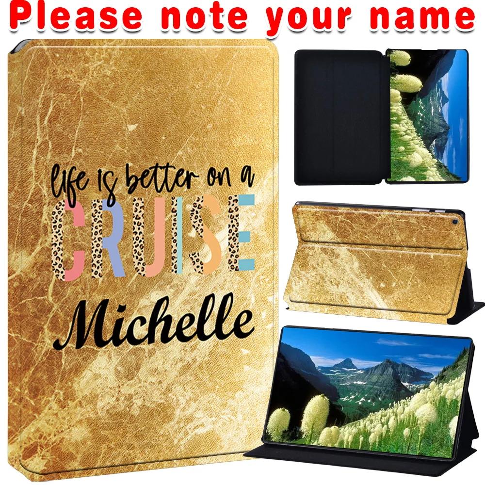 

Customized Name Case for Samsung Galaxy Tab A7 10.4/A7 lite 8.7"/A8 10.5"/A9 8.7"/Tab A9+ 11" Tablet Stand PU Fold Cover Case