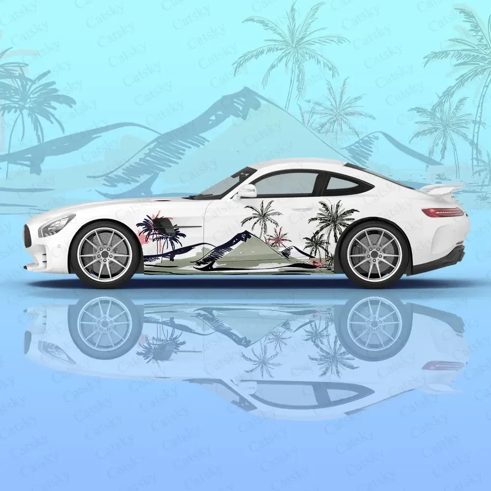 Tropical Coconut Tree Design Car Body Stickers Itasha Vinyl Car Side Decal Sticker Auto Body Sticker automobile Decor Stickers