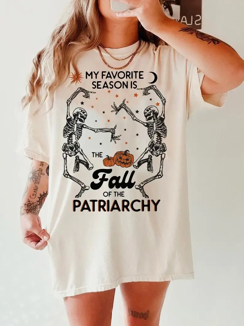 Minha estação favorita é o Outono do patriarcado Camisa, Presente das Mulheres, Feitiçaria, Halloween, Assustador, Prograt