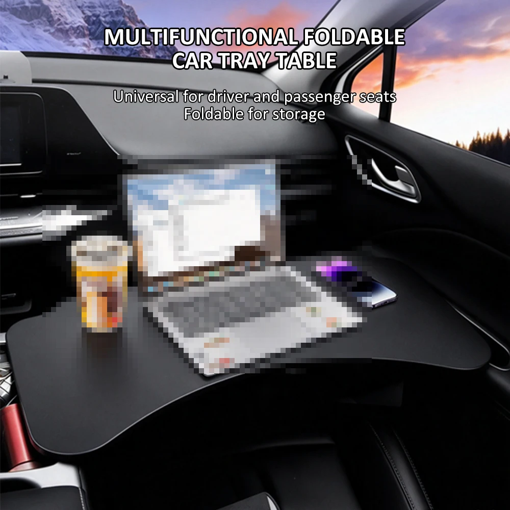 Folding Car Tray Table Car Laptop Desk Tray Stand Car Steering Wheel Dining Table For Travel Work Camping Interior Accessories