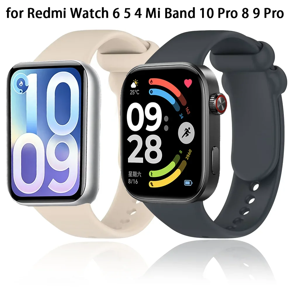 Sport-Silikonarmband für Xiaomi Redmi Watch 6 5 4 Weiches Atmungsaktives Armband Xiaomi Mi Band 10 Pro 8 9 Pro Armband-Zubehör