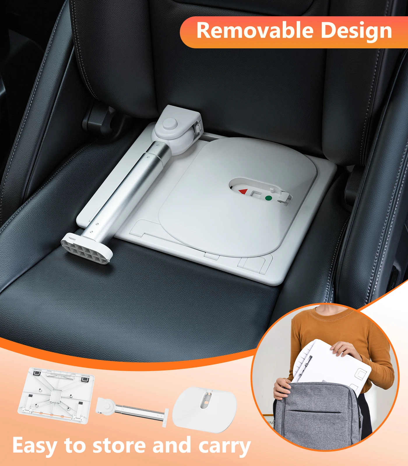 Eary Car Seat Tray Table Laptop Stand Height Angle Adjustable Travel Tray for Kids/Adults Car Desk for Notebook Tablet Book iPad