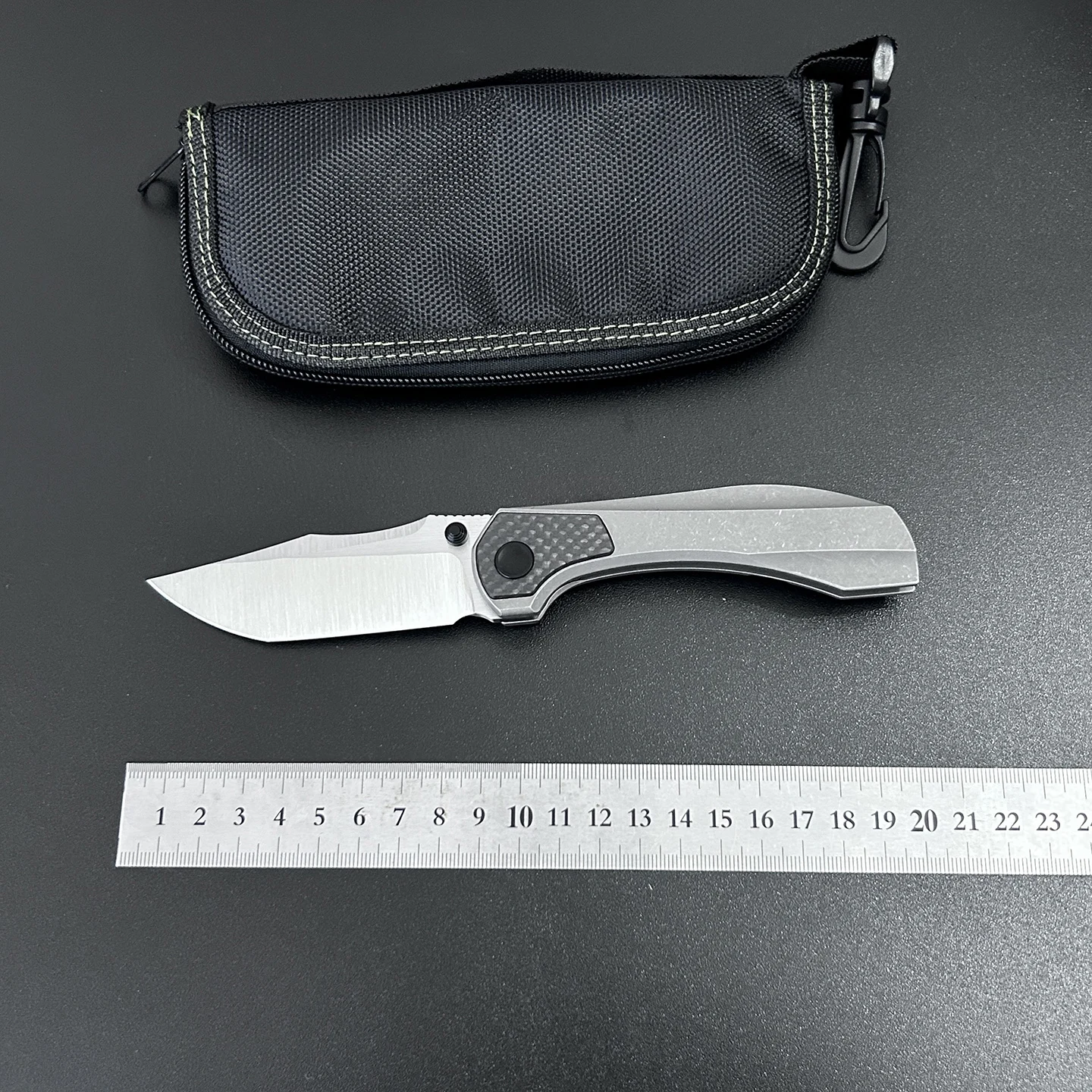 M390 Powder Steel Folding Knife Hand Brushed Satin TC4 Titanium Sandblast Stone Wash Handle Ceramic Bearing Camping Hiking EDC