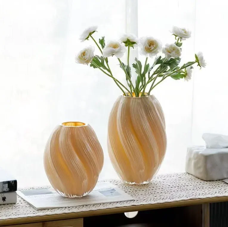Vase Light Luxury Senior Feeling Living Room French Decorative Glass Vase Ornaments Home
