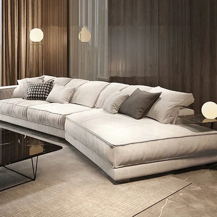 Sofa Luxury Contemporary Furniture Set Modern Gray Leather Corner Couch Sofa Living Room Apartment Sectional