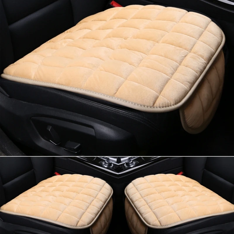 1pc Soft Plush Car Seat Cushion Warm Cozy Non-Slip Bottom with Handy Pocket Ergonomic Seat Pad Universal Fit for Sedan SUV Truck