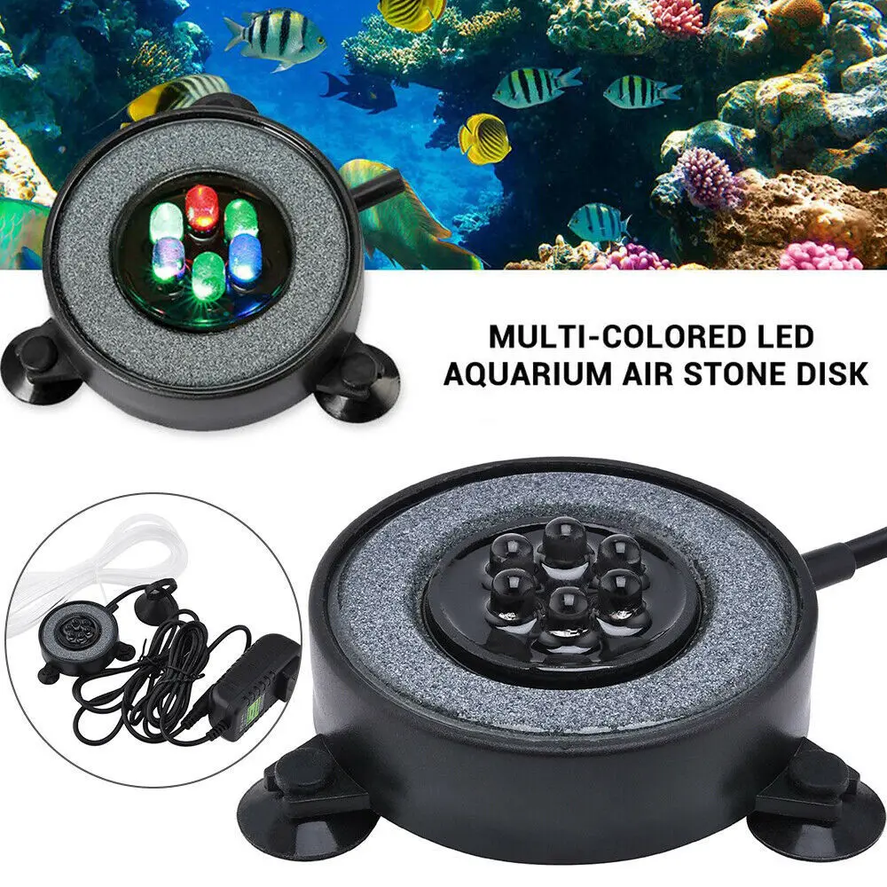 Color Changing LED Air Bubble Light Underwater Submersible Fish Tank Light  Aquarium Air Bubble Lamp Making Oxygen for Fish Tank