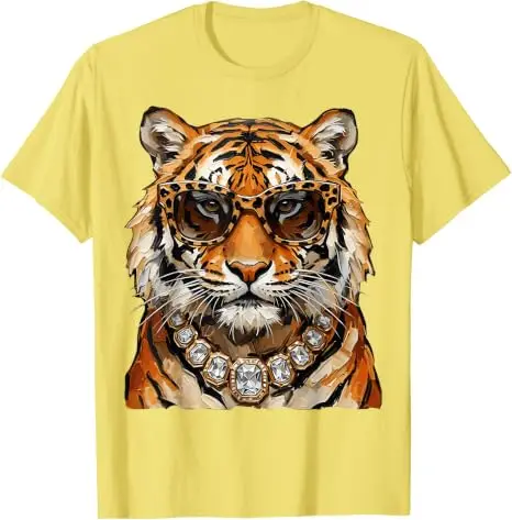 Cooles Tigerroar-Leoparden-Sonnenbrillen-T-Shirt, lustiges Y2k-Kunst-Ölgemälde, ästhetische Kleidung für Frauen und Männer, Persönlichkeits-T-Shirt, Geschenke – Detail 20