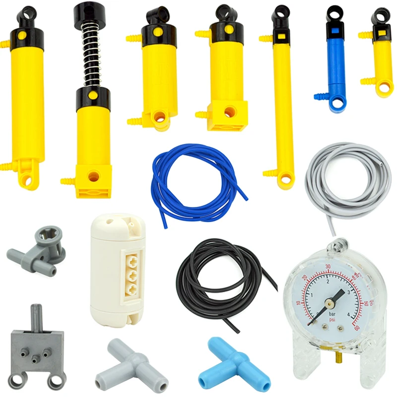 Leduo-bomba de cilindro neumático, interruptor V2, manguera, potencia de aire, piezas de ladrillo técnicas, 19467, 19475, 21828, 45400, bloques educativos, MOC