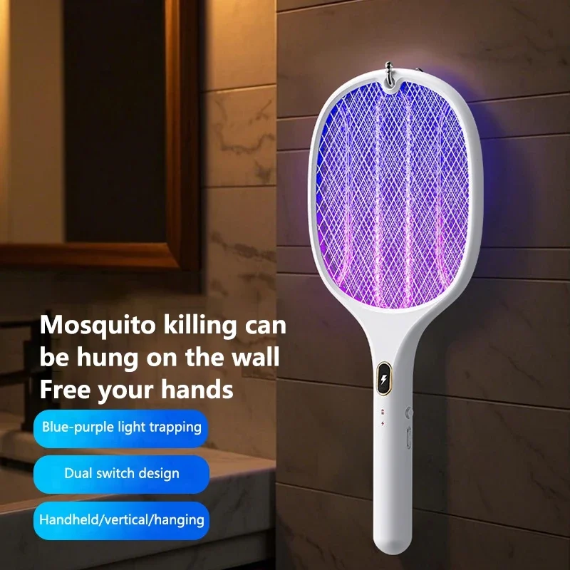 3 In 1 Multi Functional Bug Zapper Racket USB Rechargeable Mosquito Killer Safe Electric Mosquito Swatter Pest Control Supplies view 3