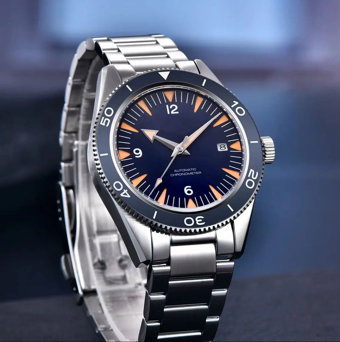 41mm 맞춤형 로고 NH35 남성 시계 자동 손목시계 스틸 브레이슬릿 나일론 가죽 밴드 미요타 DIY 개인화 시계