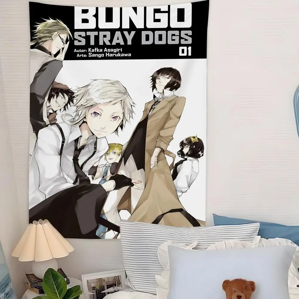 B-Bungo Stray Dogs Tapestry Microfiber Background Art Decor For Bedroom Living Room Bar Garden Outdoor Festival Wall Decor