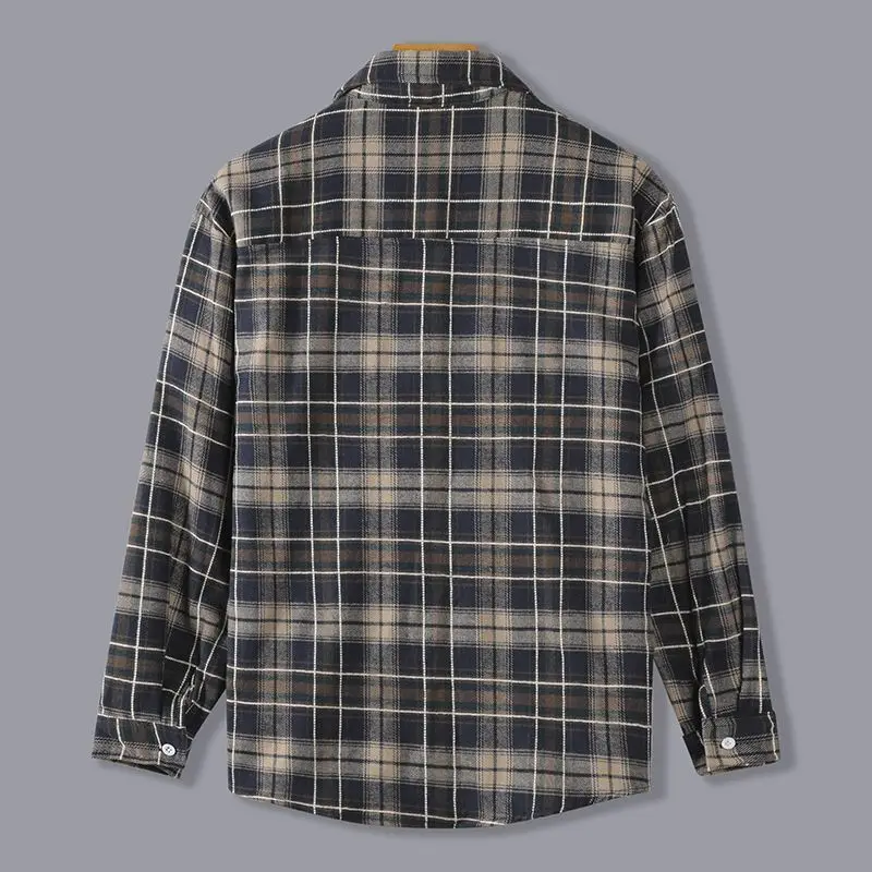 Spring Autumn Fashion Turn-down Collar Long Sleeve Plaid Blouse Men's Clothing Button Loose All-match Korean Simplicity Shirts