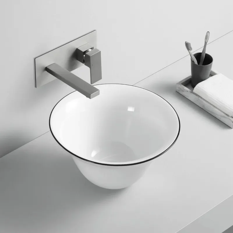 Nordic Style Ceramic Undermount Bathroom Sink Modern White Wash Basin for Hotel Engineering Project Vanity Countertop
