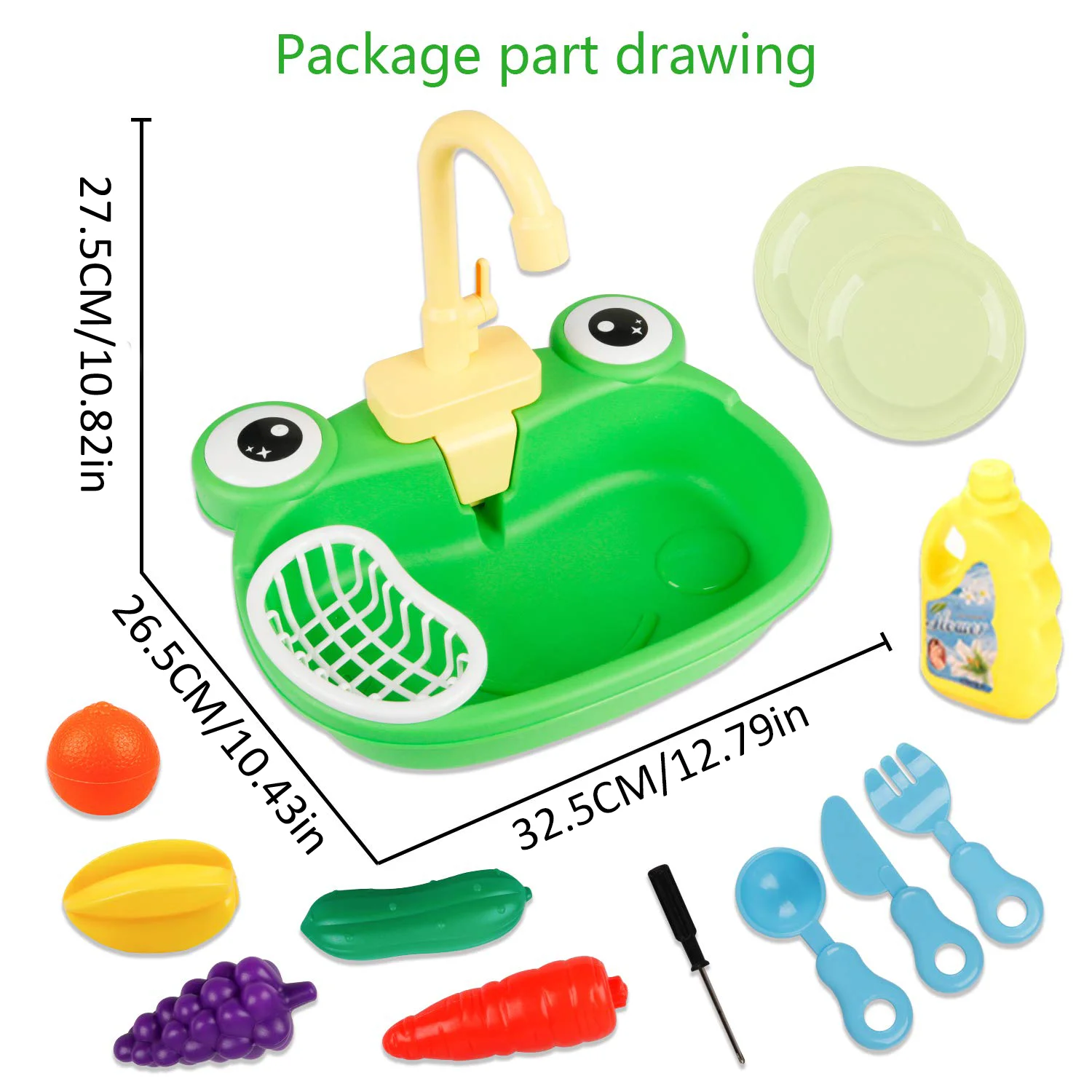 Children's Frog Dishwasher, Calf Dishwasher, Electric Recirculating Water Sink, Hand Washing Stand, Playhouse Toy