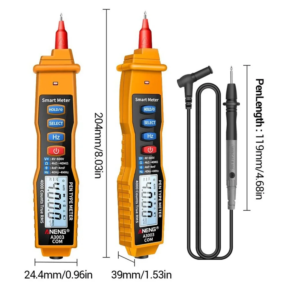 

ANENG Digital Pen Multimeter A3003 4000 Counts NCV AC/DC Voltmeter Ohmmeter Resistance Capacitance Handheld Tester