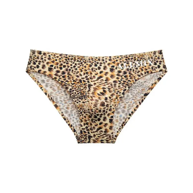 

2pcs Cartoon Men Underwear Convex Bag Sexy Letters Leopard Print Ice Silk Briefs Shorts Head 2025 New Design XXXL Comfortable