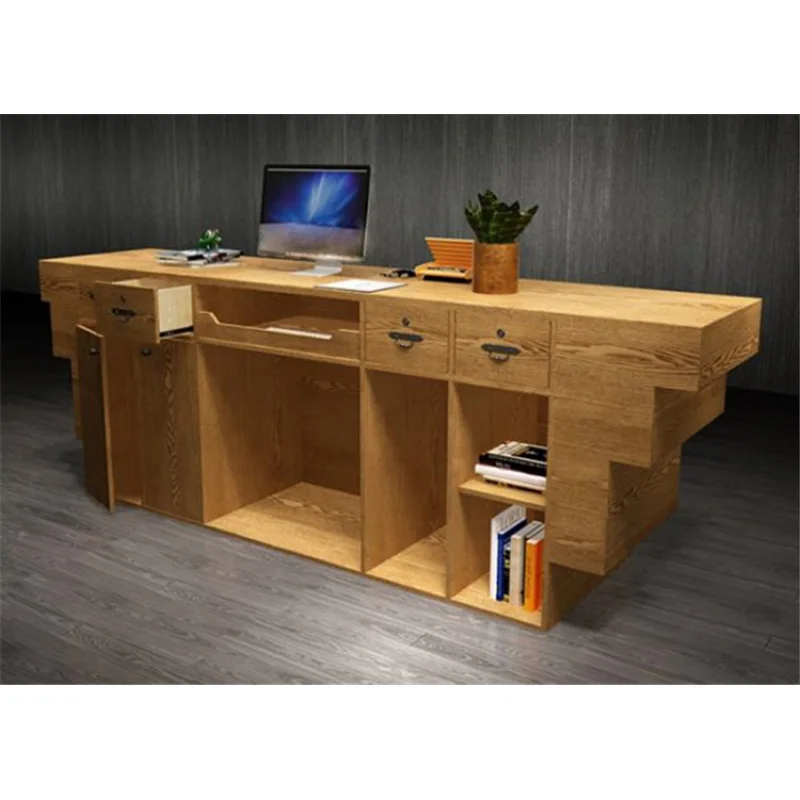 （customized）Modern High Quality Luxury I Shaped Customized Small White Pink Wooden Marble Salon Office Counter Reception De