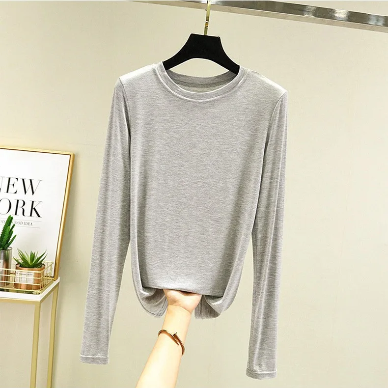 

Spring and Autumn women's round neck loose Korean style fashionable lightweight long sleeved oversized slimming effect