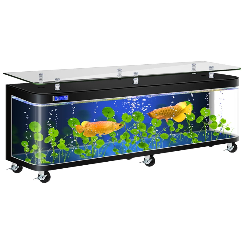 

Coffee table TV cabinet fish tank hot bending integrated molding household living room 2024 new large floor-to-wall aquarium