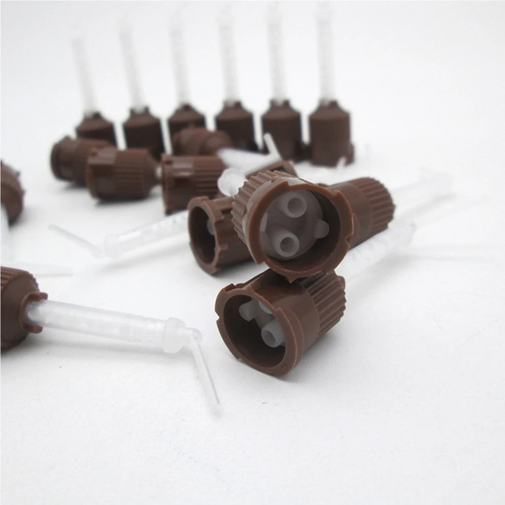 PIORPOY 50 Pcs Dental HP Impression Mixing Tips Brown With X-Fine Intra Oral Tips For Endo Core Marterials Odontología Tools