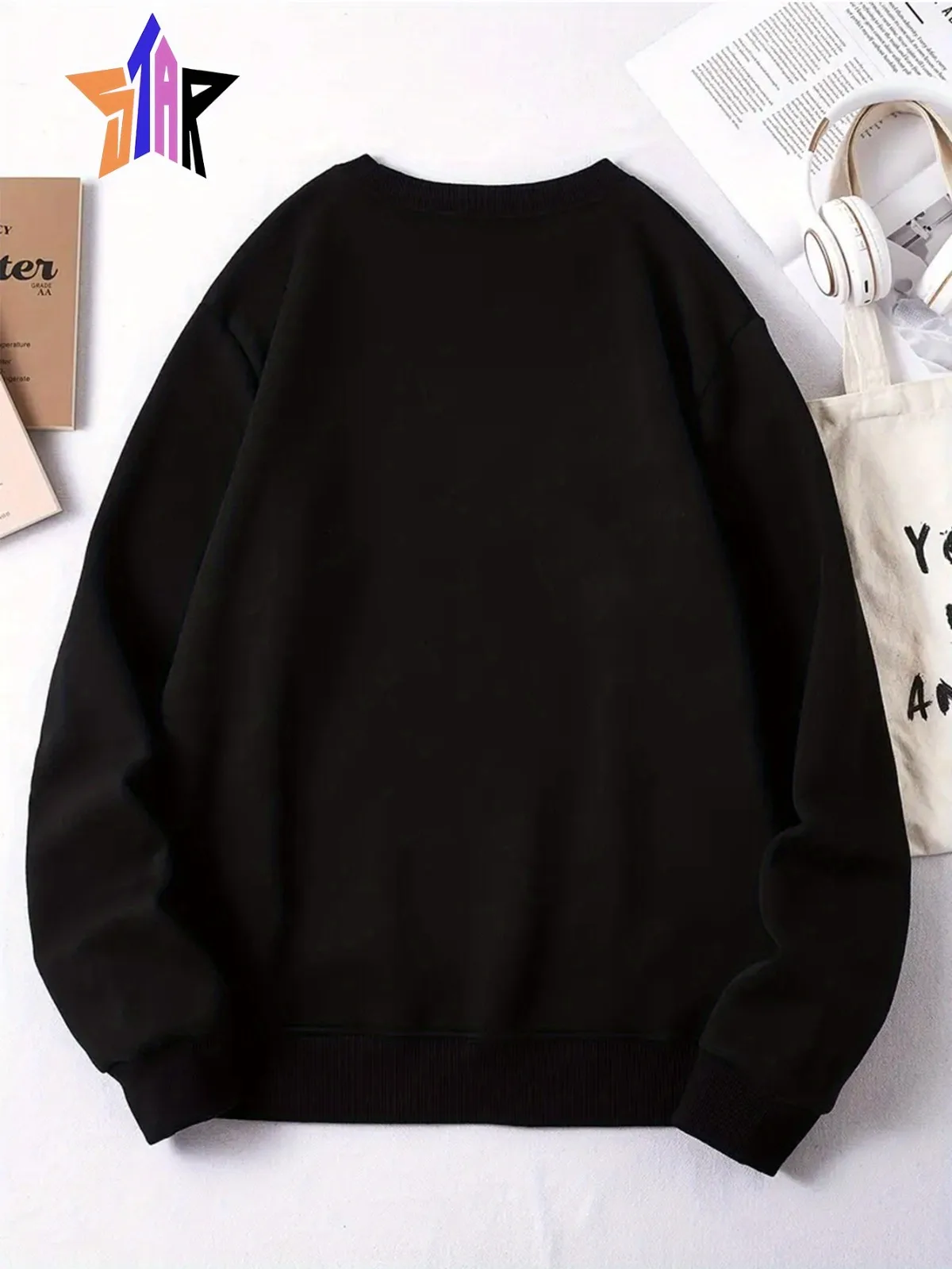 بلوفر رجالي كاجوال عصري بأكمام طويلة ورقبة دائرية مع نمط مطبوع بنمط الرسوم المتحركة مناسب لقلنسوة الرياضية الخارجية #2