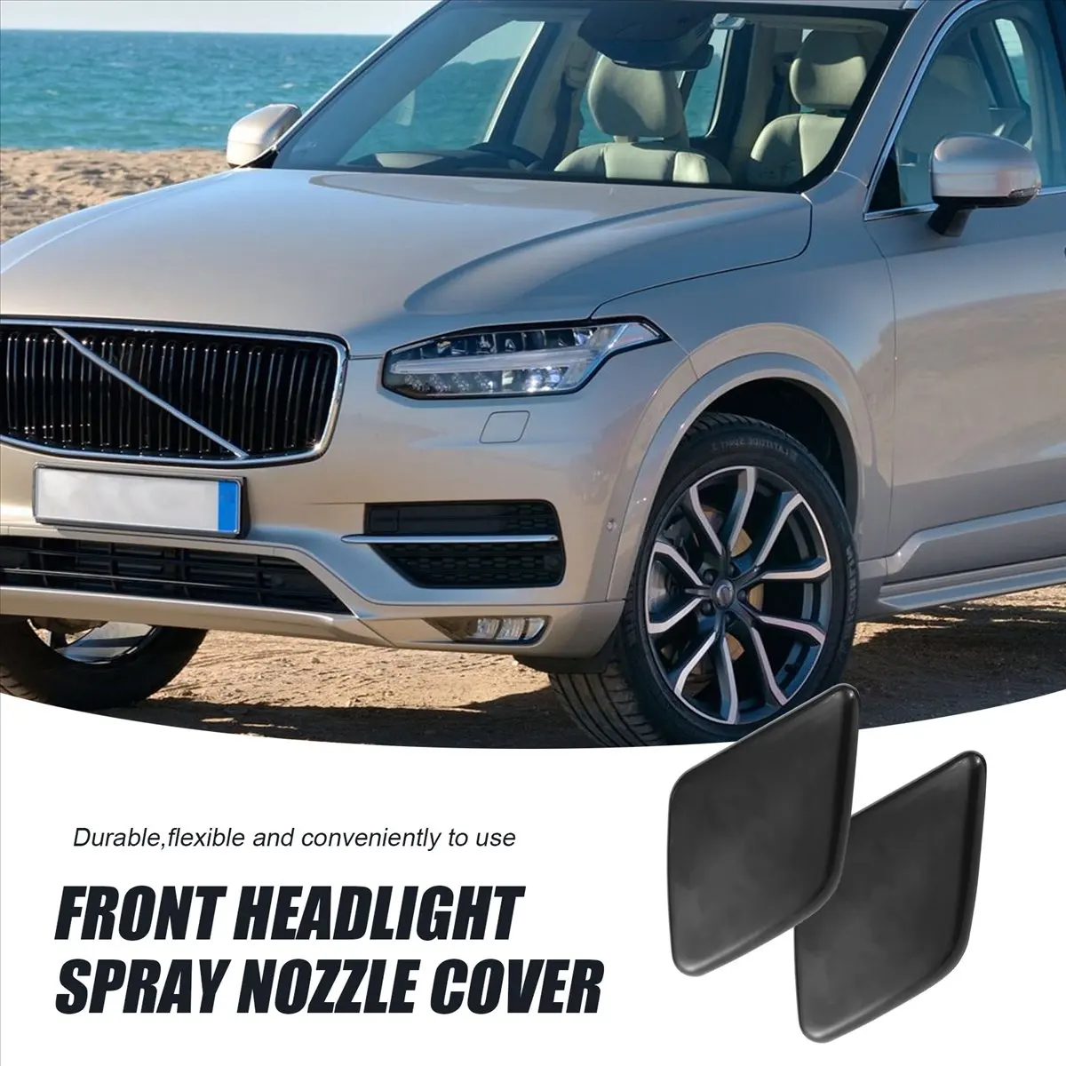 Super Sale Pair L+R Side Headlight Bumper Washer Cap Jet Cover for Volvo XC90 2007-2014