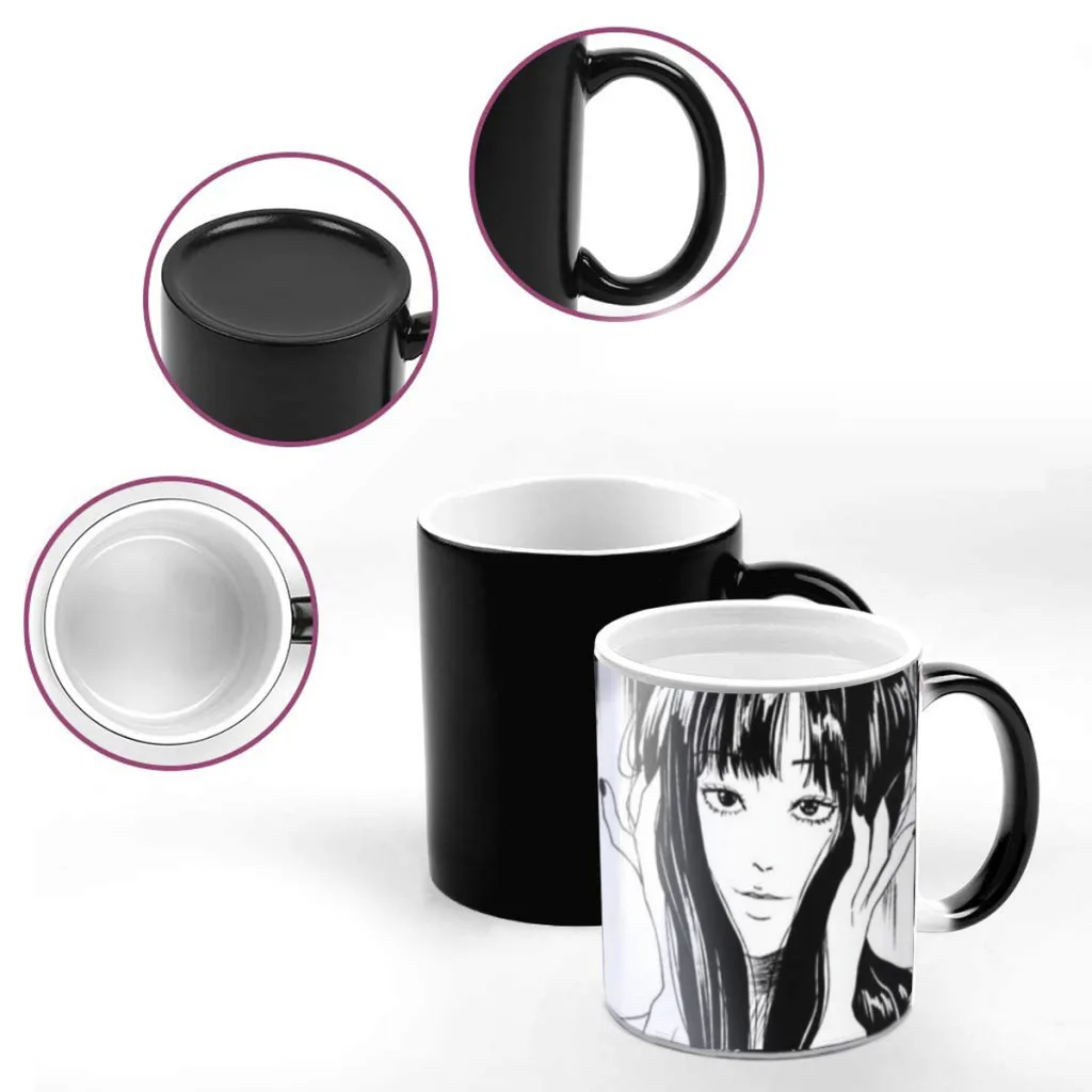 Junji Ito Tomie Kawakami Anime Creativity Change Color Chang mug Ceramic mug Hot Coffee Cup Breakfast Cup mug Friend Gift