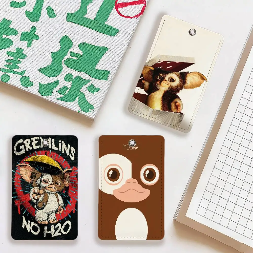 

Movie G-gremlinss Card Holder Men And Womenn Universal Antirust Keychain PU Learther Access Drop Key Tag Ring