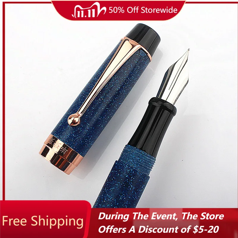 

BILAIRON Resin Fountain Pen Gold/Silver Blade Nib M 0.7 Tip Ink Pen Smooth Writing, Eco-Friendly School Student Calligraphy Gift