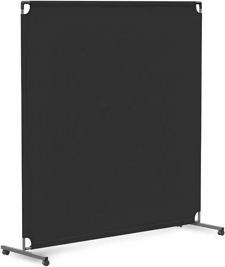 

60-inch Freestanding Rolling Privacy Room Divider with Blackout Screen, Sturdy Iron Frame and Wheels